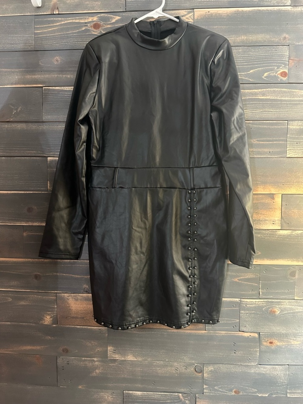 Black Faux Leather-Look Garment - Size L